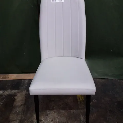 LIGHT GREY LEATHER DINING CHAIR 