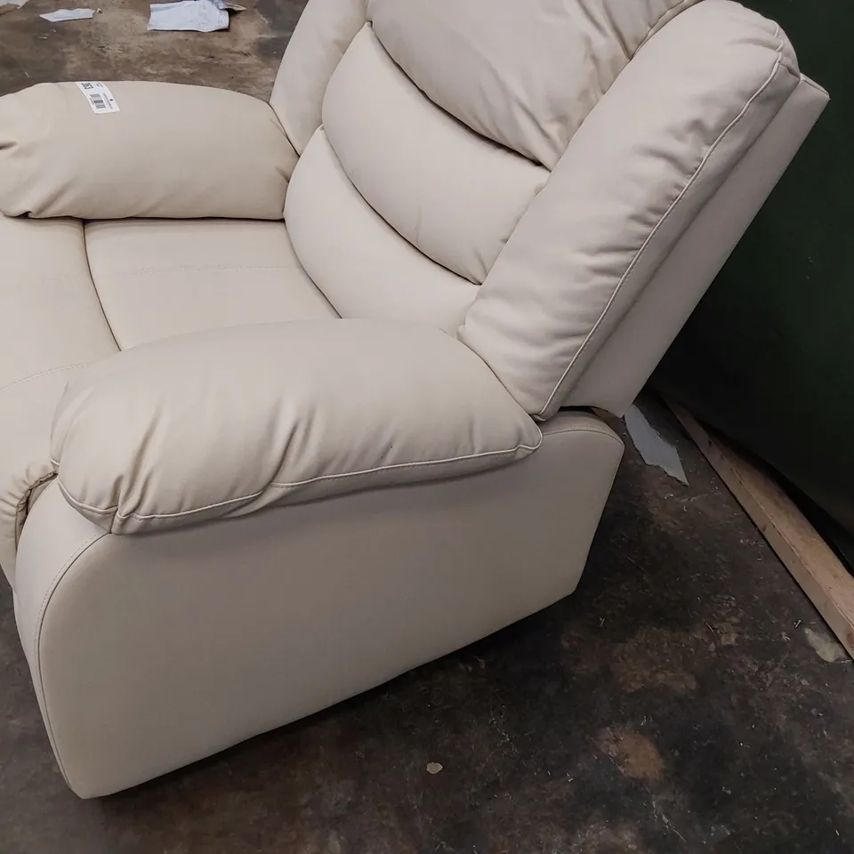 DESIGNER MANUAL RECLINING EASY CHAIR CREAM LEATHER 