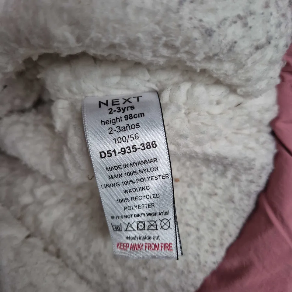 NEXT Pink Padded Coat, 2-3 Years (98 cm height)