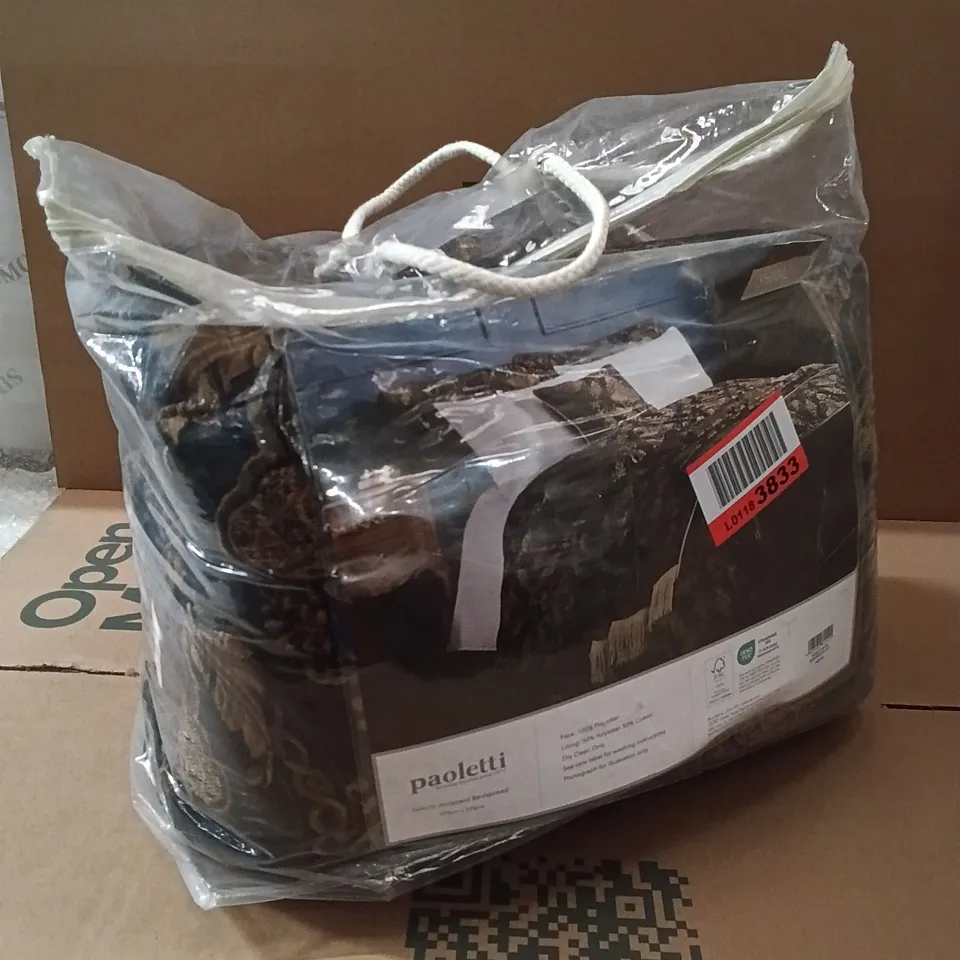 BAGGED PAOLETTI LUXURY JACQUARD BEDSPREAD 275 X 275CM - BLACK 