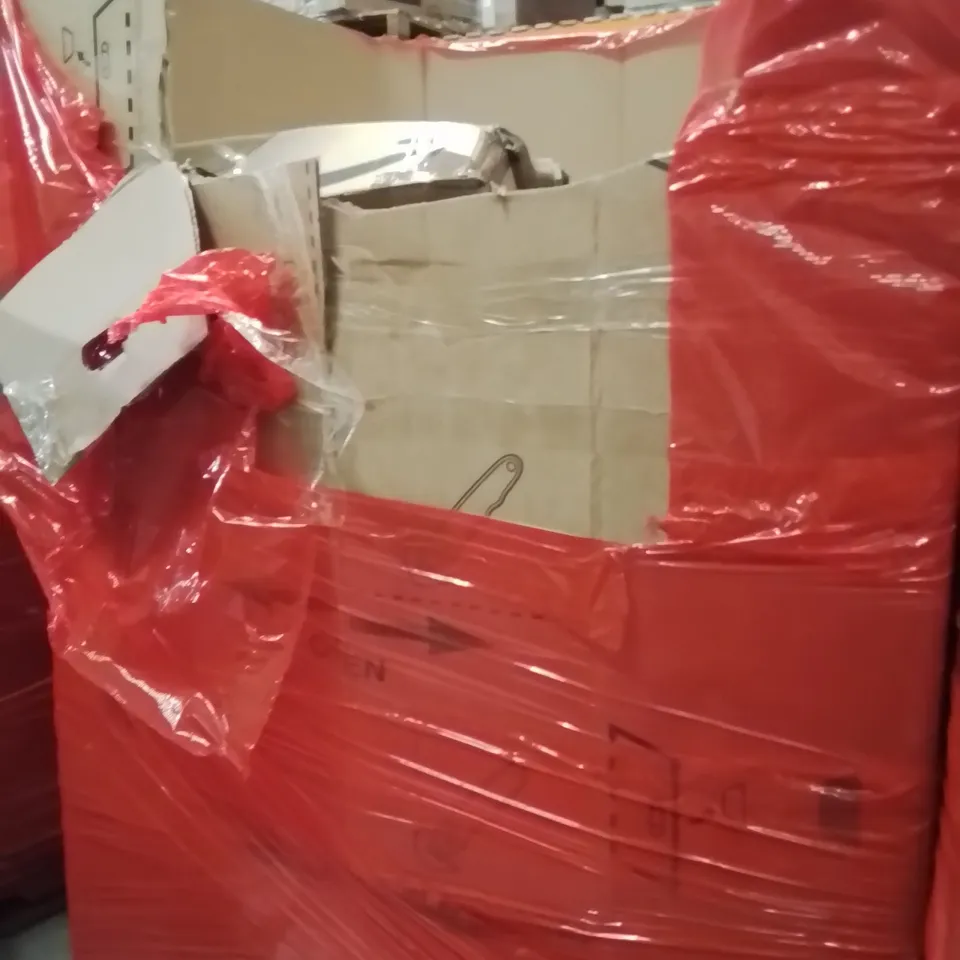 PALLET OF ASSORTED HOUSEHOLD GOODS AND PRODUCTS TO INCLUDE;AIR COOLER,AREA RUG,BLINDS POLE