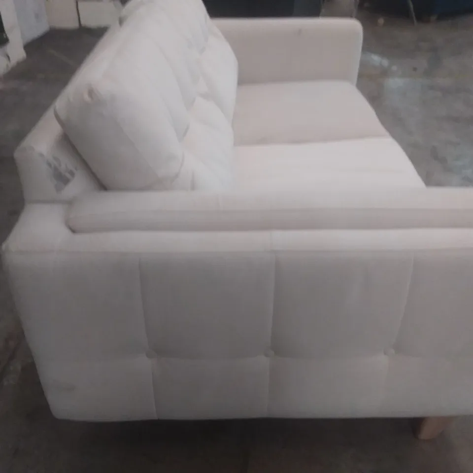 QUALITY BRITISH DESIGNER LOUNGE CO. COLLAKU 2 SEATER SOFA NATURAL PLUSH FABRIC 