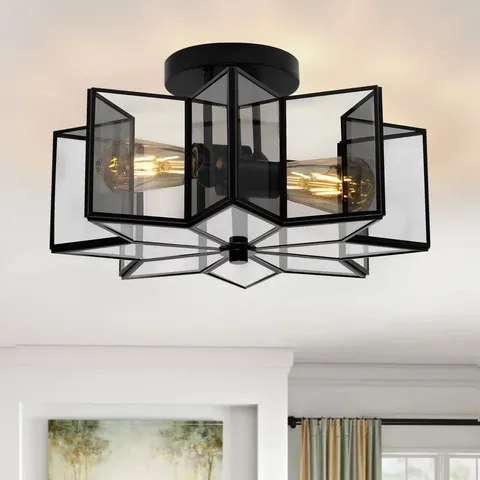 BOXED BRAND NEW AIRE 2 - LIGHT 41CM UNIQUE/STATEMENT STAR SEMI FLUSH MOUNT LIGHT - BLACK