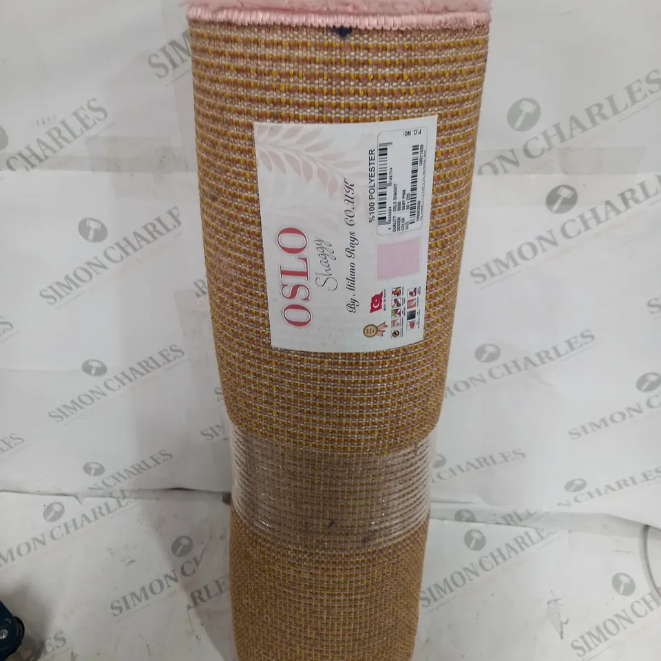 OSLO SHAGGY RUG MILANO RUGS IN BABY PINK