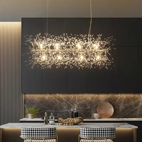 BOXED DANDELION 12-LIGHT STARBURST CEILING LIGHTING KITCHEN ISLAND CRYSTAL (1BOX)