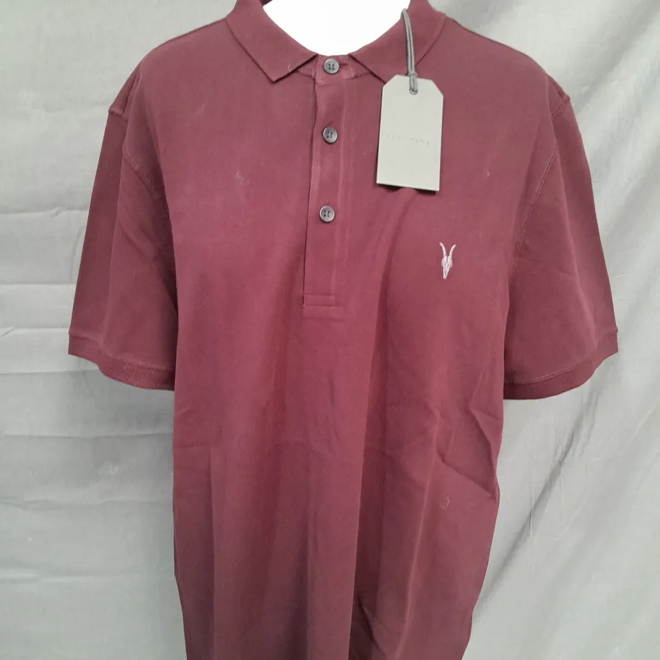 ALL SAINTS REFORM SS POLO IN MARS RED - XL