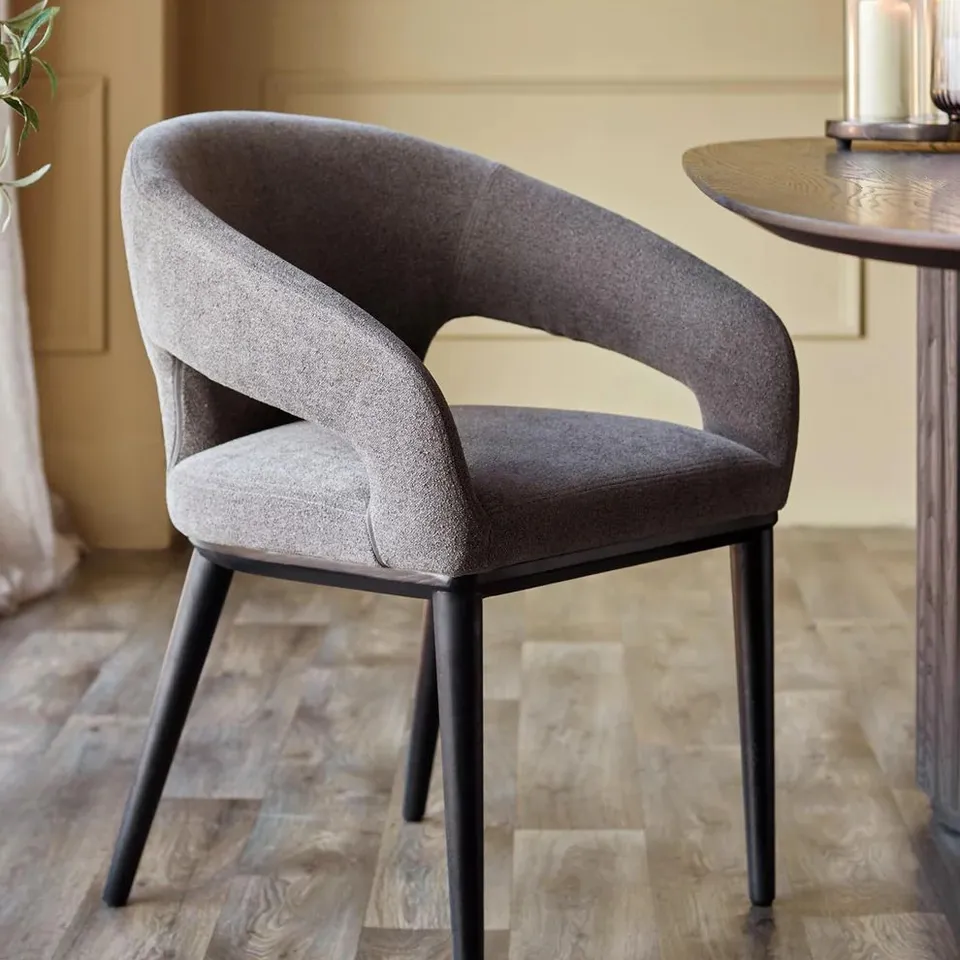 BOXED DANETTI HEATH DARK GREY BOUCLE DINING CHAIR