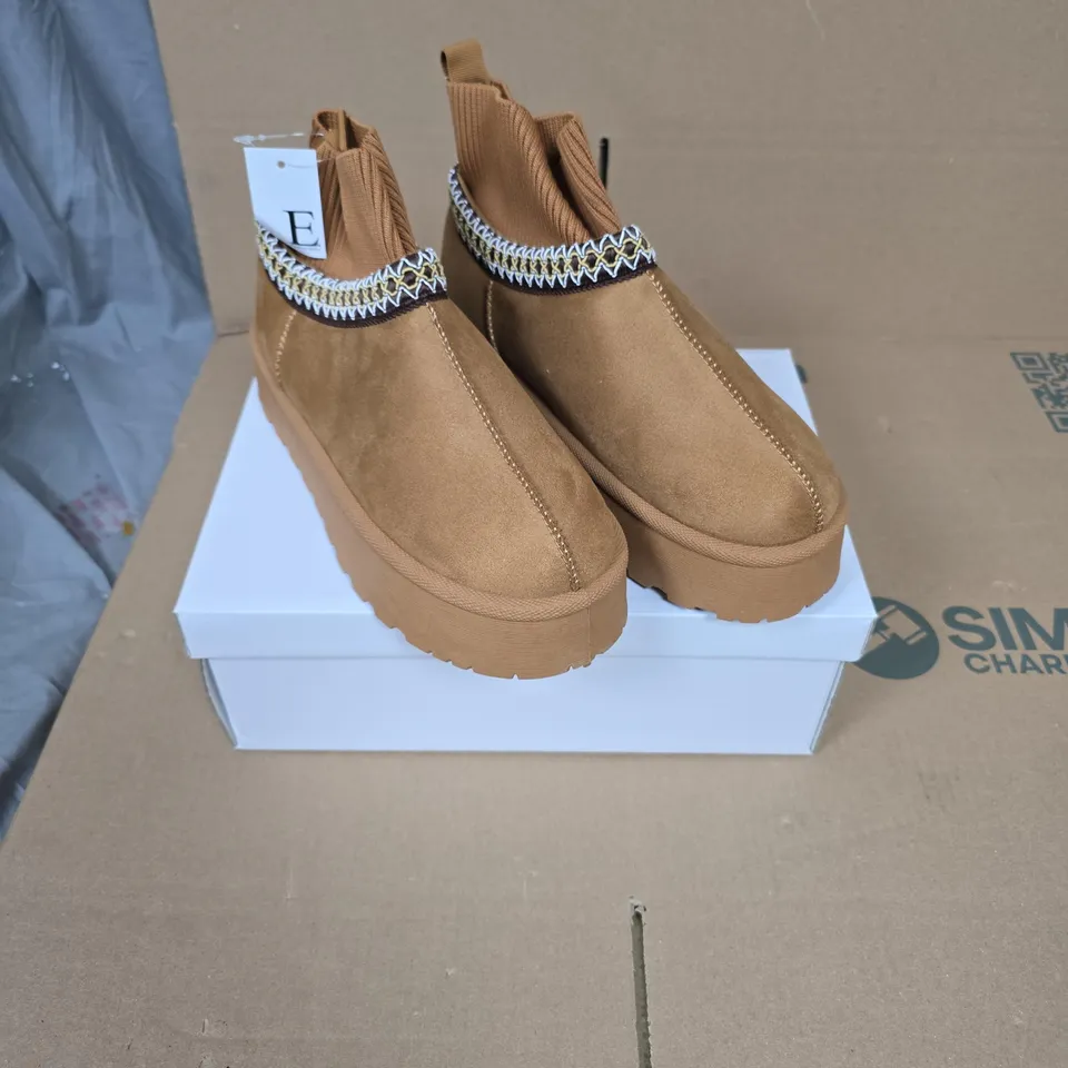 SHOES BY EMMA -  MELROSE TAN ANKLE BOOTS – UK SIZE 6