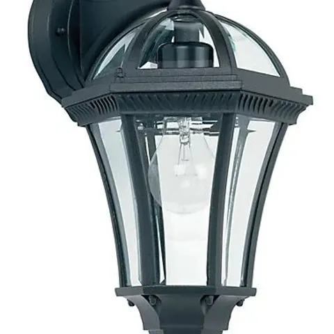 BOXED LUMINOSA DRAYTON 1 LIGHT OUTDOOR WALL LANTERN CLEAR GLASS, BLACK PAINT IP44, E27