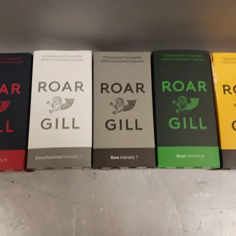 15 X BOXED ROAR GILL COFFEE CAPSULES IN VARIOUS INTENSITIES - 10 PODS PER BOX