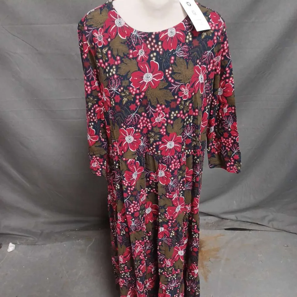 SEASALT CORNWALL LINE STROKES DRESS IN WINTER CAMELLIA CRIMSON MIX SIZE 12