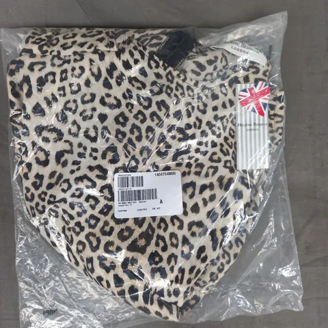 HELENE BERMAN ANNE MIDNI DRESS IN NATURAL LEOPARD PRINT SIZE 16