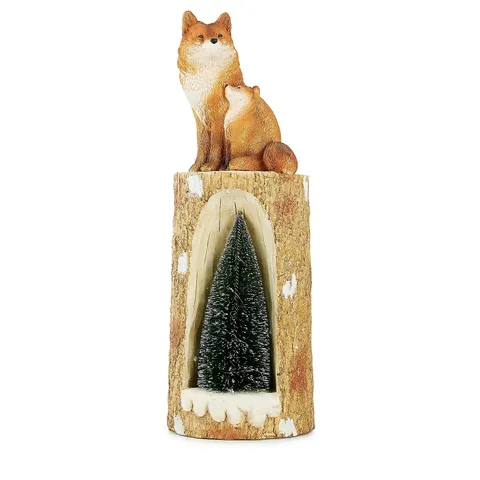 GRUMPY GARDENER LED NOVELTY CHRISTMAS TREE LOG - FOX