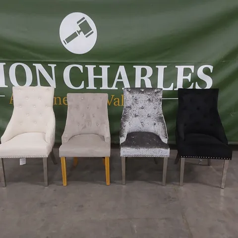 4 X ASSORTED DESIGNER DINING CHAIRS // STYLES AND MATERIALS VARY
