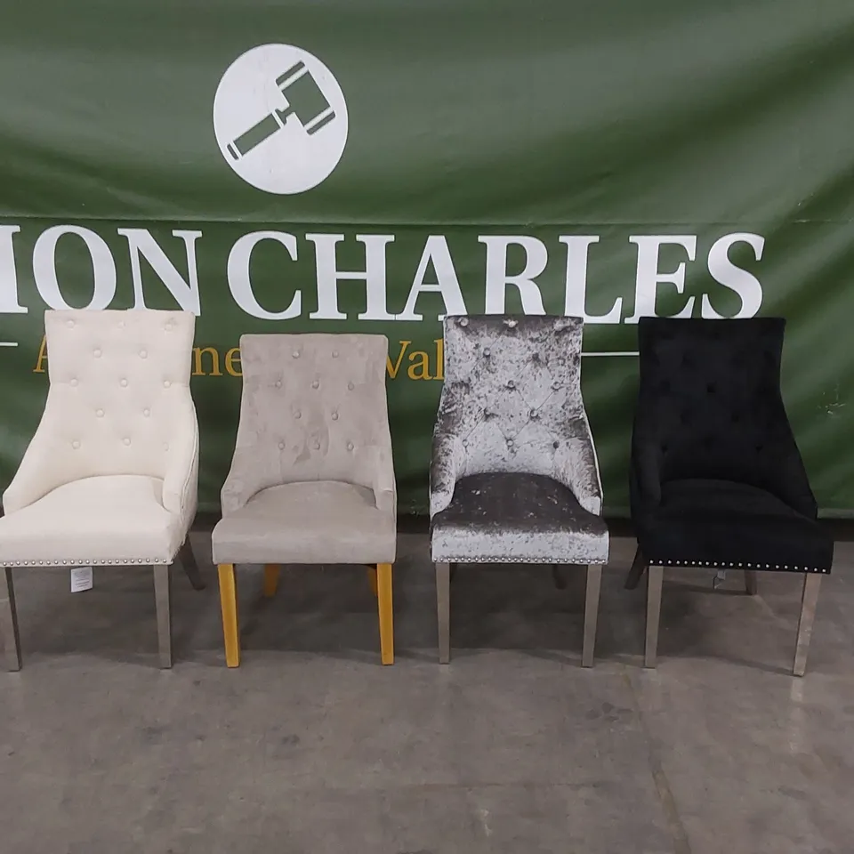 4 X ASSORTED DESIGNER DINING CHAIRS // STYLES AND MATERIALS VARY
