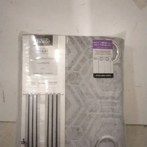 PACKAGED GEORGE HOME GEOMETRIC GREY EYELET CURTAINS