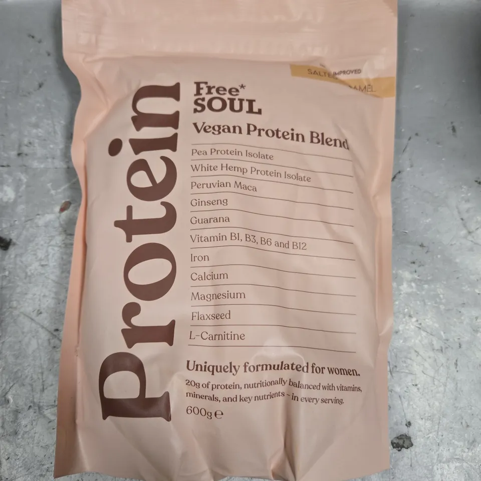 SEALED FREE SOUL VEGAN PROTEIN BLEND - SALTED CARAMEL - 600G