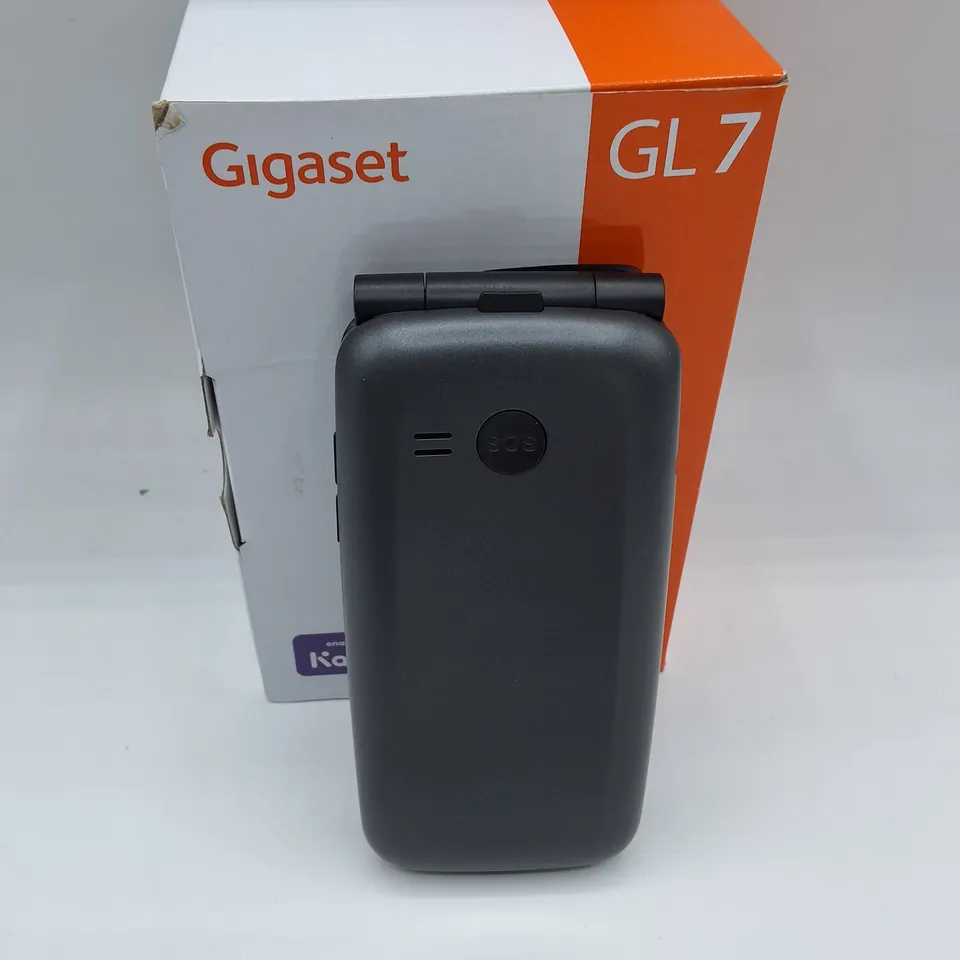 BOXED GIGASET GL 7 FLIP PHONE IN TITANIUM GREY