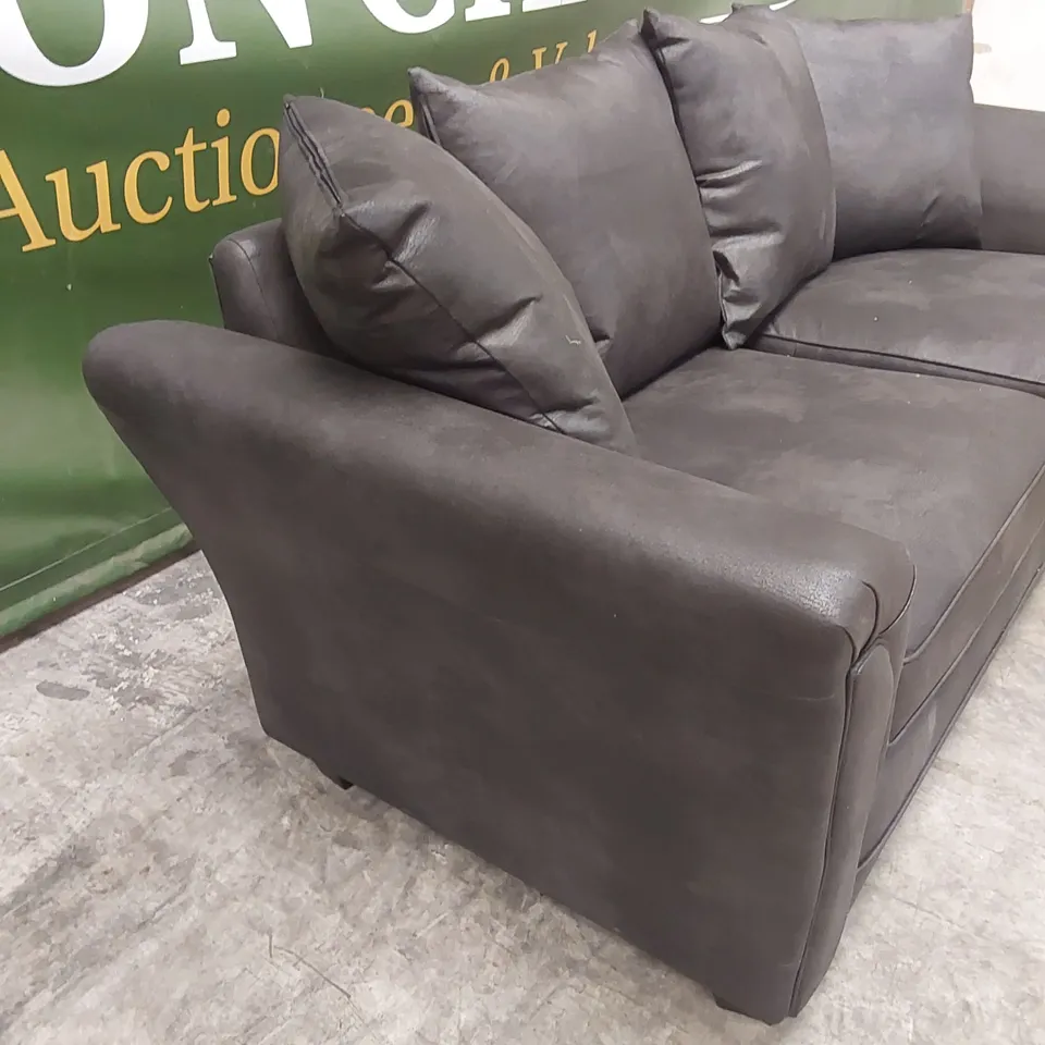 DURY LEATHER LOOK 3 SEATER SOFA - BLACK RRP £599