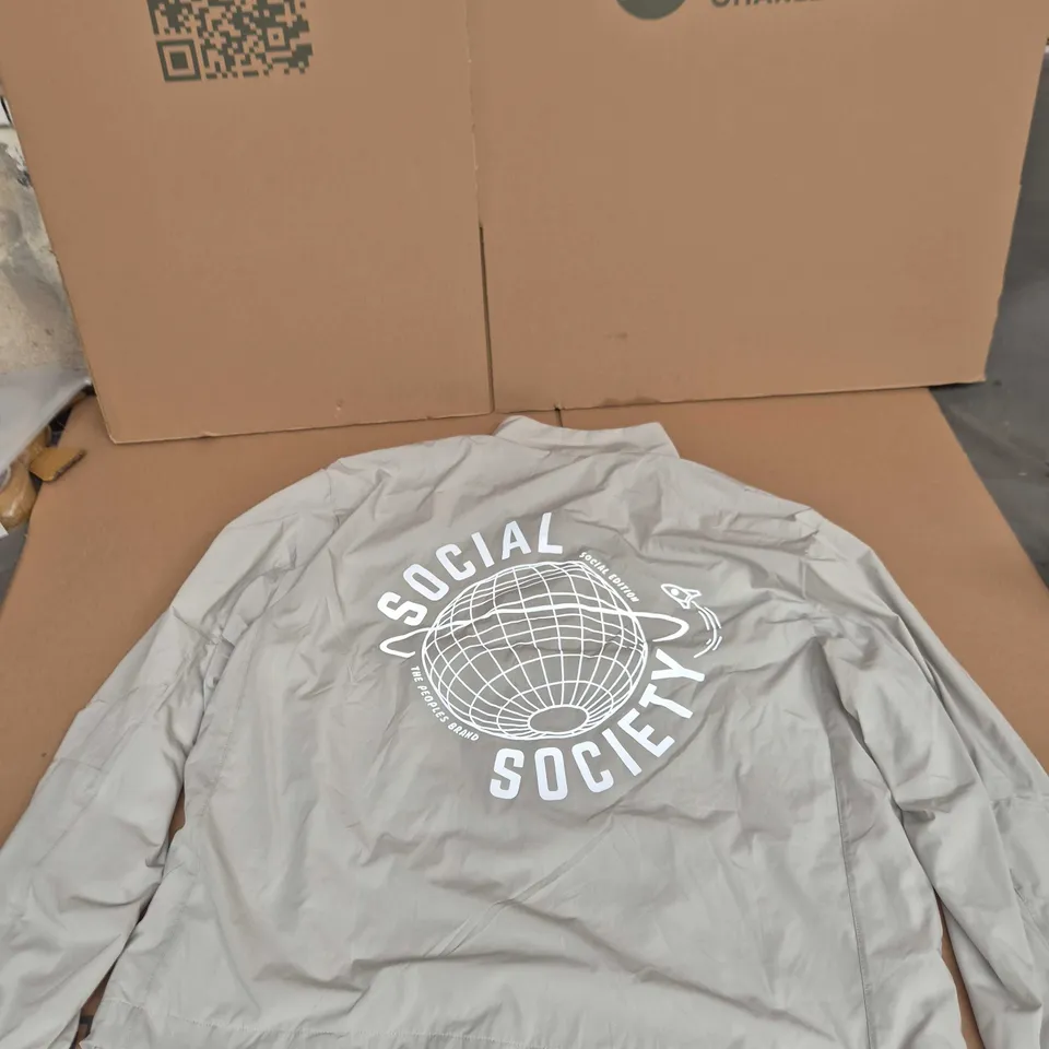 SOCIAL SOCIETY JACKET – GREY WINDBREAKER, SIZE L