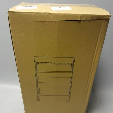 BOXED NARROW STORAGE TROLLEY IN WHITE