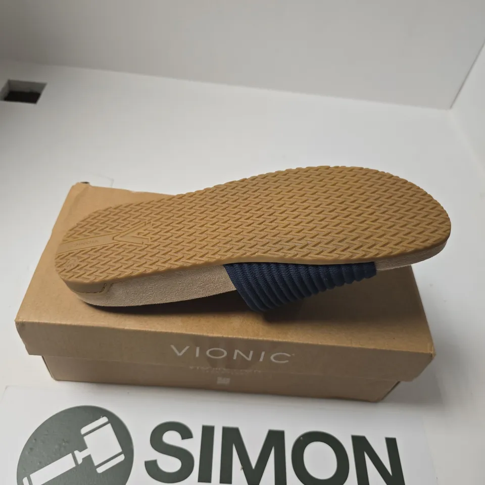 BOXED PAIR OF VIONIC EVIE KNIT SANDALS IN DARK DENIM - UK 9