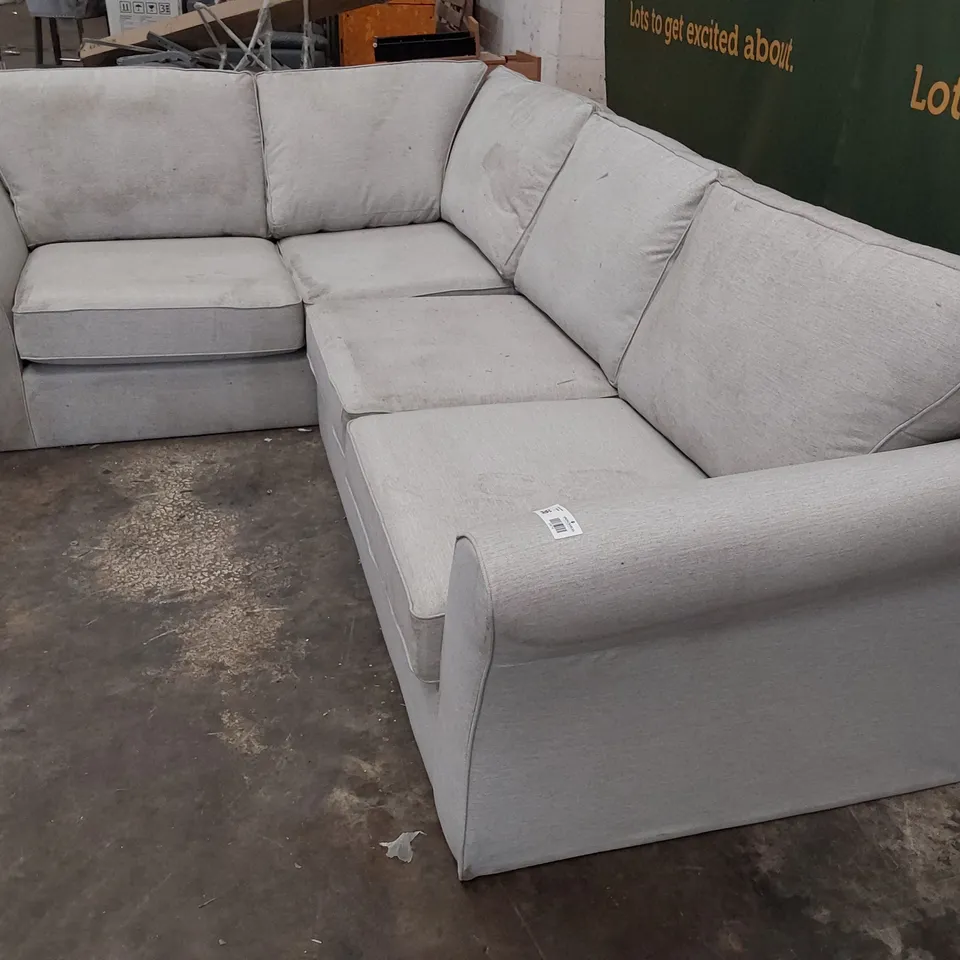 QUALITY DESIGNER CORNER GROUP LIGHT GREY FABRIC 