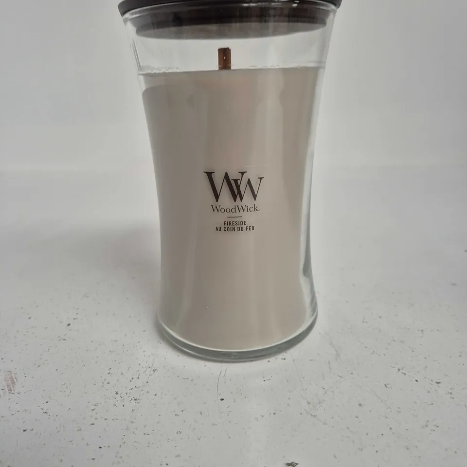 WOODWICK FIRESIDE CANDLE – 610 G, GLASS JAR, WOOD WICK