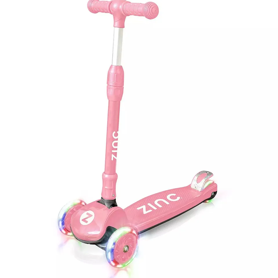 BOXED ZINC THREE WHEELED FOLDING T-MOTION SCOOTER IN PINK 