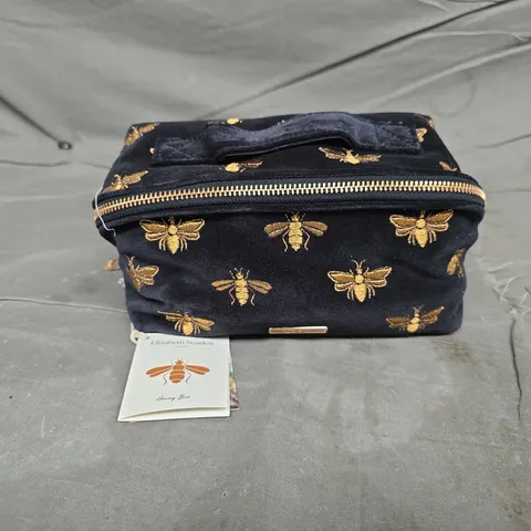 ELIZABETH SCARLETT CHARCOAL VELVET OPEN FLAT MAKEUP BAG