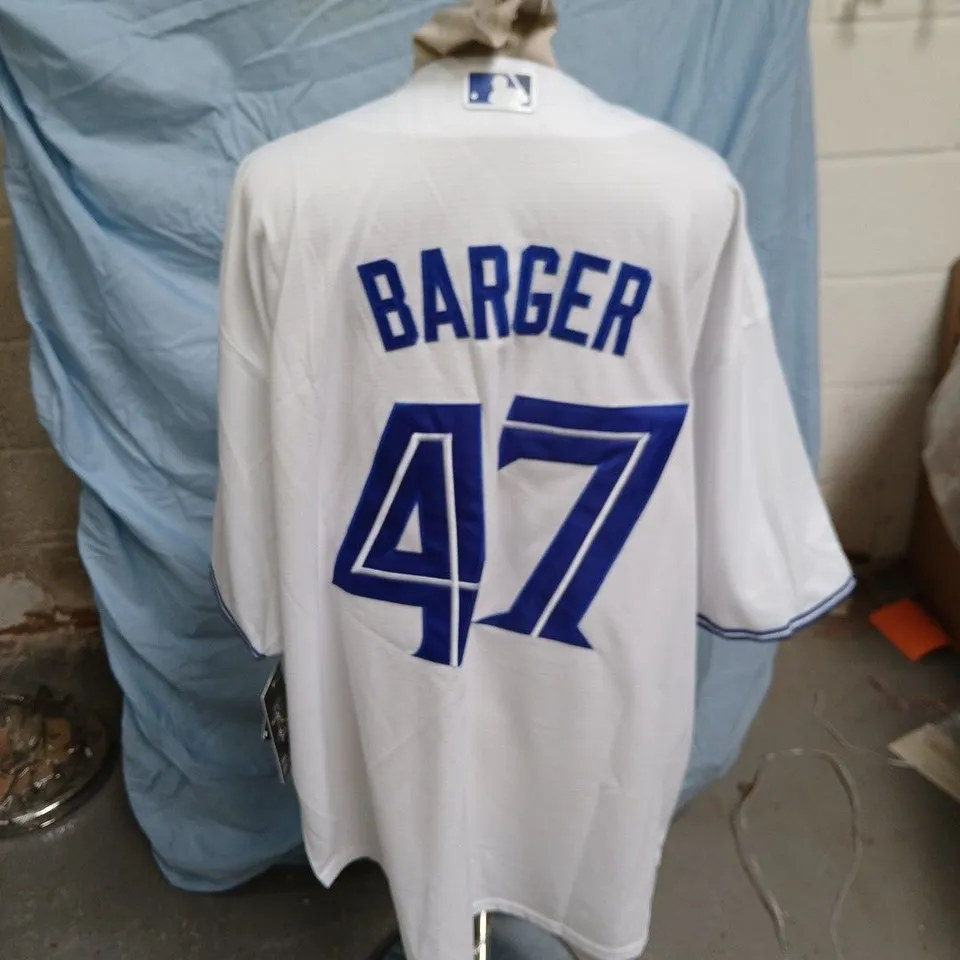 TORONTO BLUE JAYS MLB JERSEY – WHITE, BARGER 47, NIKE LICENSED (XXL)