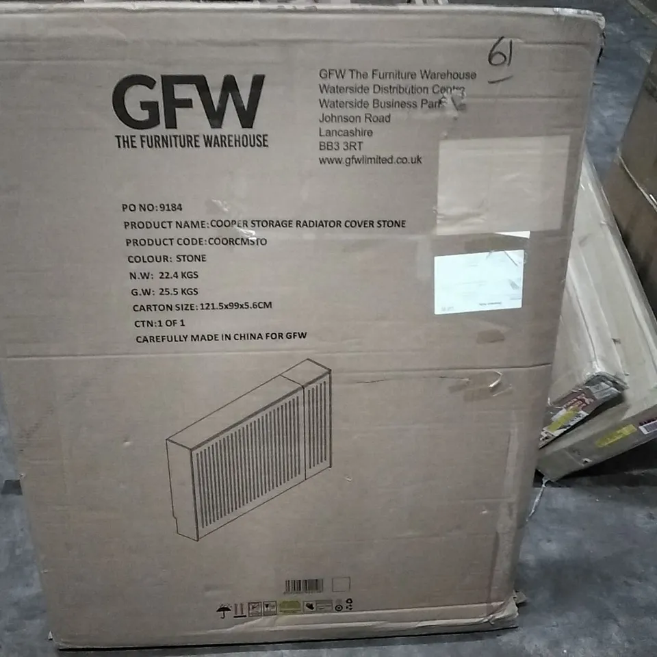BOXED COOPER STORAGE RADIATOR COVER STONE