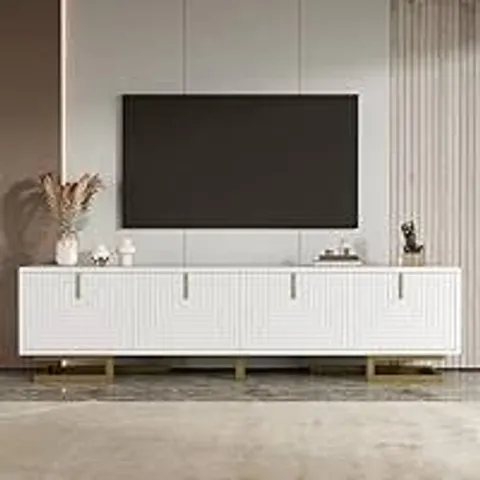 BOXED TV STAND WITH 4 DOORS AND 1 DRAWER -WHITE-