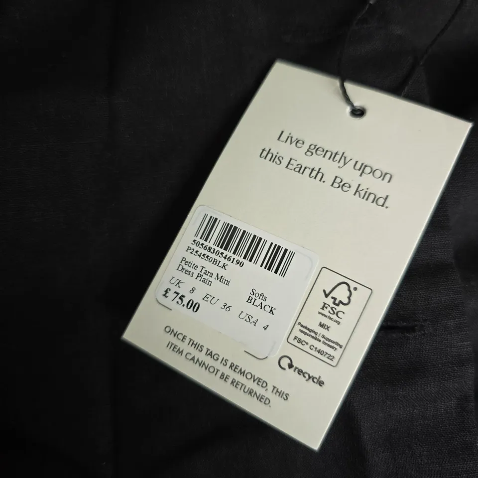 NOBODY'S CHILD PETITE BLACK DRESS UK 8 (EU 36, USA 4)