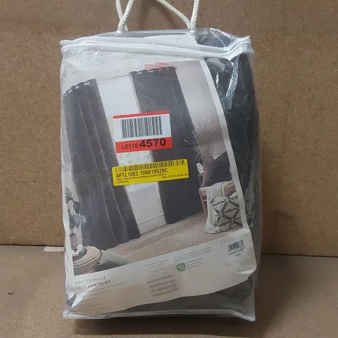 BAGGED HEAVY CHENILLE ROOM DARKENING EYELET CURTAINS - 90 x 54"