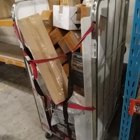 CAGE OF ASSORTED HOUSEHOLD GOODS AND PRODUCTS TO INCLUDE; CHRISTMAS DECORATIONS, DISH RACK, FURNITURE, DEHUMIDIFIER ETC