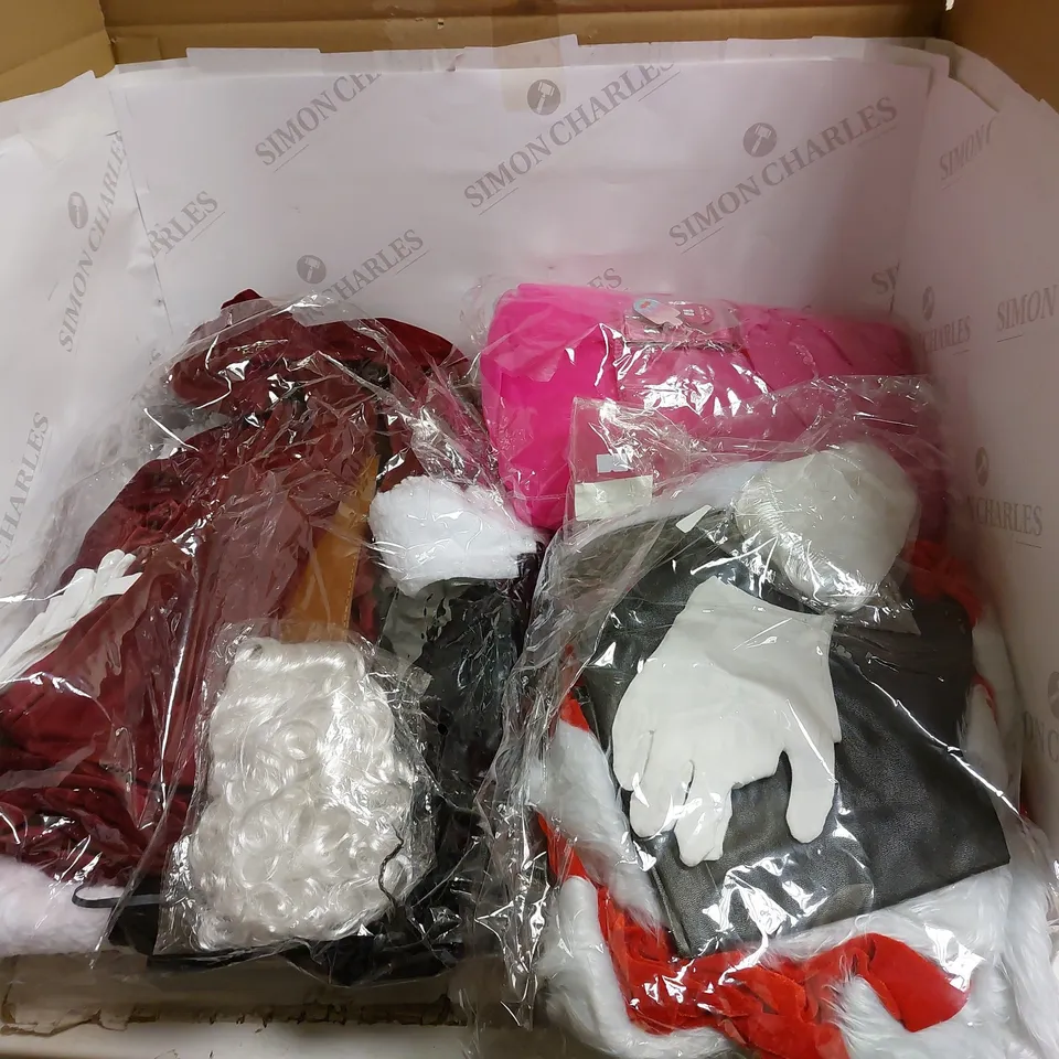 LOT OF MANY FANCY DRESS ITEMS AND CLOTHING TO INCLUDE ADULT AVIATOR JUMPSUIT, WATERLOO, AND ROMAN GLADIATOR ETC. 