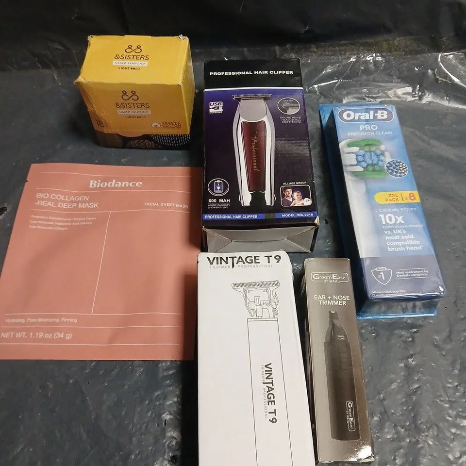 APPROXIMATELY 10 ASSORTED HEALTH & BEAUTY PRODUCTS TO INCLUDE HAIR CLIPPERS, COLLAGEN MASK, EAR & NOSE TRIMMER ETC 