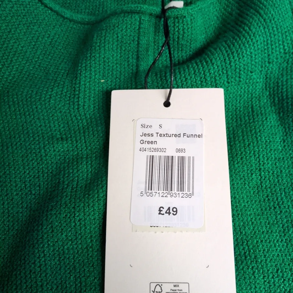 PHASE EIGHT JESS TEXTURED FUNNEL GREEN JUMPER – SIZE S