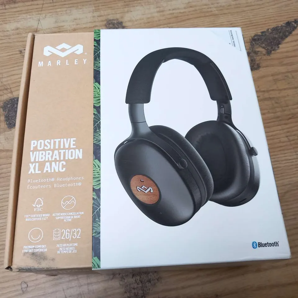 BOXED HOUSE OF MARLEY POSITIVE VIBRATION XL ANC BLUETOOTH HEADPHONES 