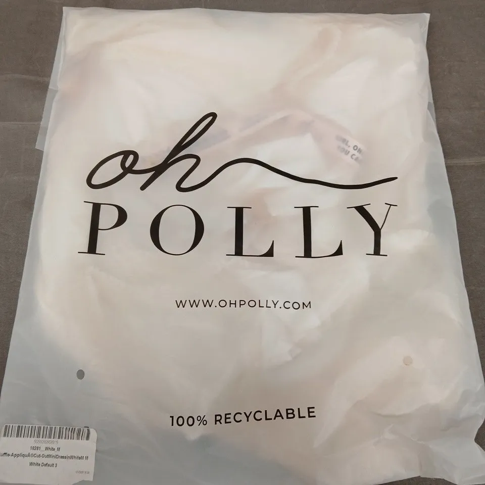 BAGGED OH POLLY RUFFLE CUT-OUT MINI DRESS IN WHITE - MEDIUM