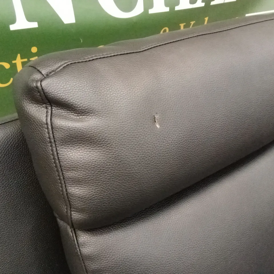 EDISON 3 SEATER LUXURY FAUX LEATHER MANUAL RECLINER SOFA - BLACK RRP £799