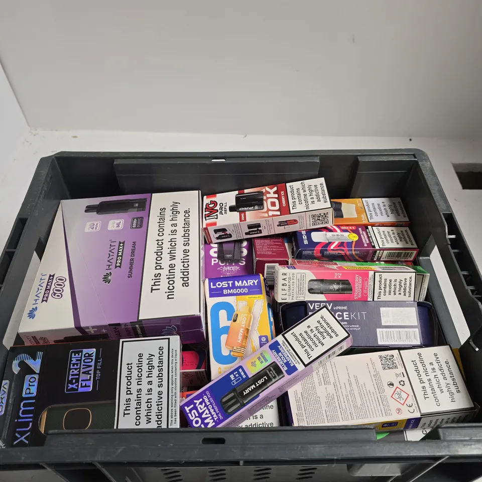 APPROXIMATELY 20 ASSORTED E-CIGARETTE PRODUCTS TO INCLUDE BRANDS SUCH AS HAYATI, OXVA, LOST MARY, ETC