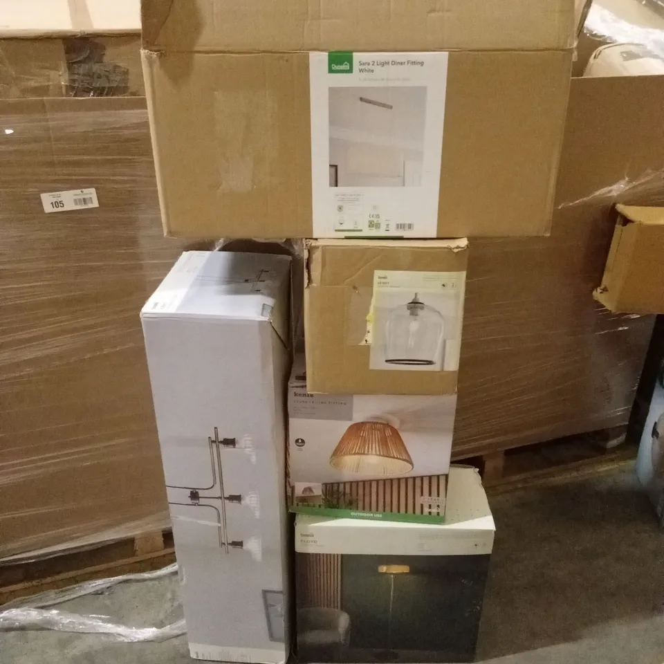 PALLET TO CONTAIN A LARGE QUANTITY OF DESIGNER HOME LIGHTING GOODS AND PRODUCTS 