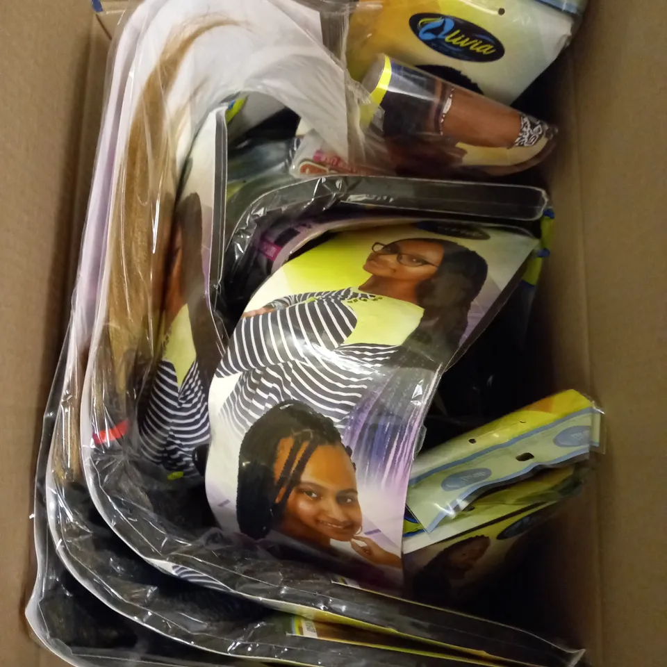 BOX OF APPROX. 20 SEALED OLIVIA HAIR PIECES IN ASSORTED COLOURS AND STYLES 