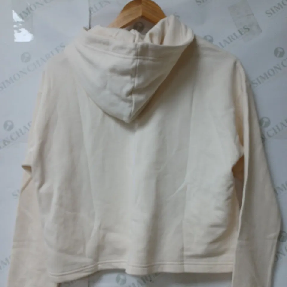 PUMA LADIES CROPPED HOODED TOP CREAM SIZE SMALL