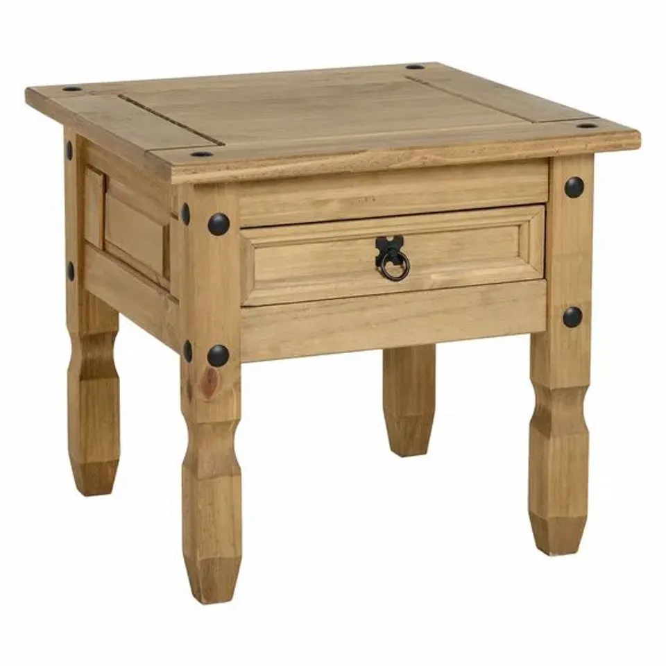 BOXED CORONA PINE 1 DRAWER LAMP TABLE