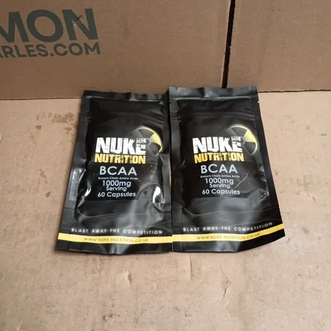 2 X NUKE NUTRITION BCAA 1000MG SERVING 60 CAPSULES
