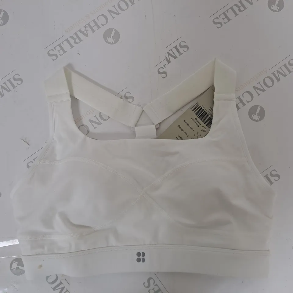 SWEATY BETTY POWER MEDIUM IMPACT SPORTS BRA IN WHITE SIZE M
