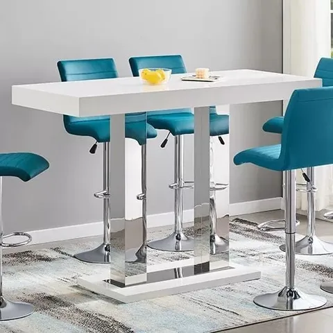 BOXED CAPRICE WHITE HIGH GLOSS BAR TABLE (2 BOXES)